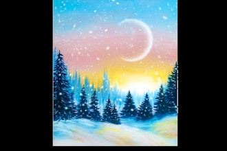 Paint Nite: Snowy Sparkle Sunset